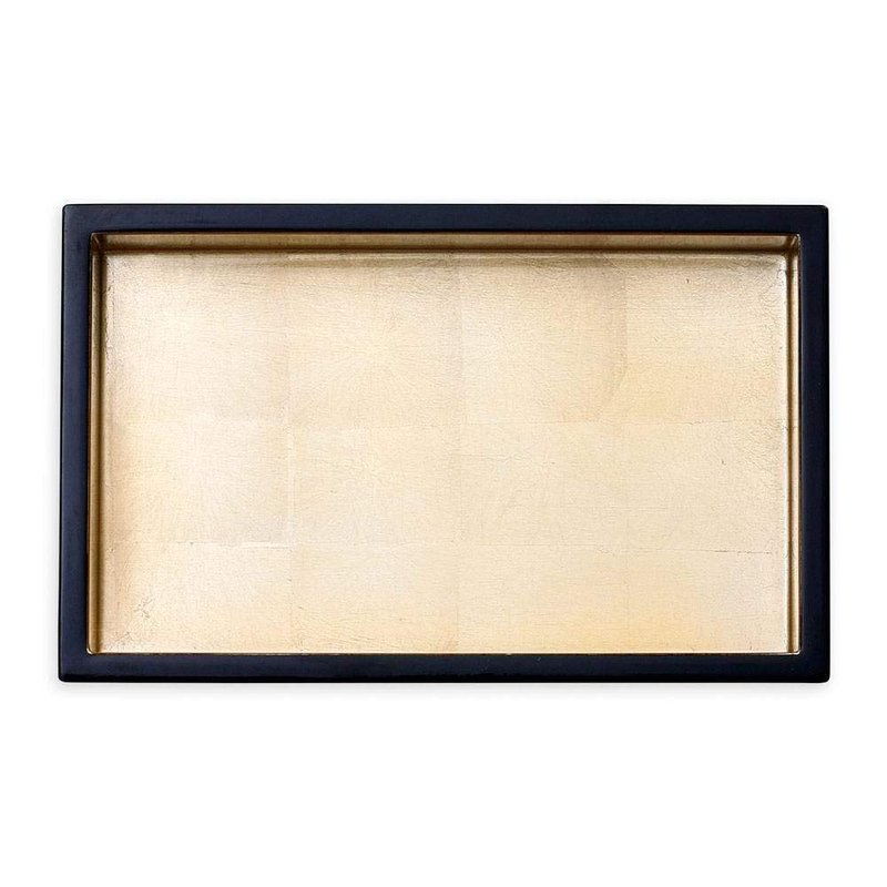 Caspari Lacquer Guest Towel Napkin Holder in Black & Gold – Handcrafted High-Gloss Wooden Holder for Caspari Guest Towels, Elegant Table or Vanity Accessory
