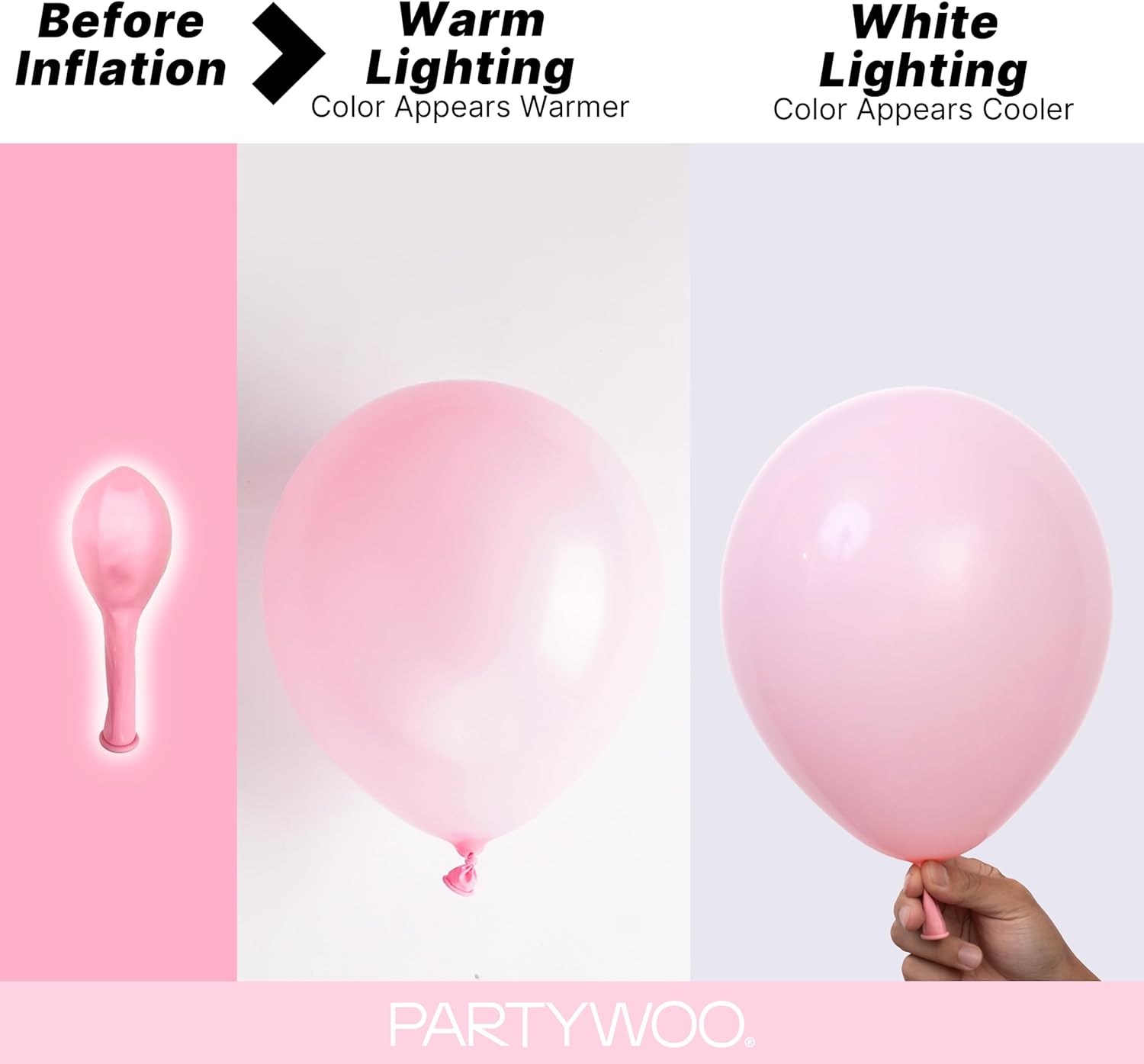 PartyWoo Light Pink Balloon Arch Kit - 152pcs in Various Sizes for Baby Showers & Birthdays