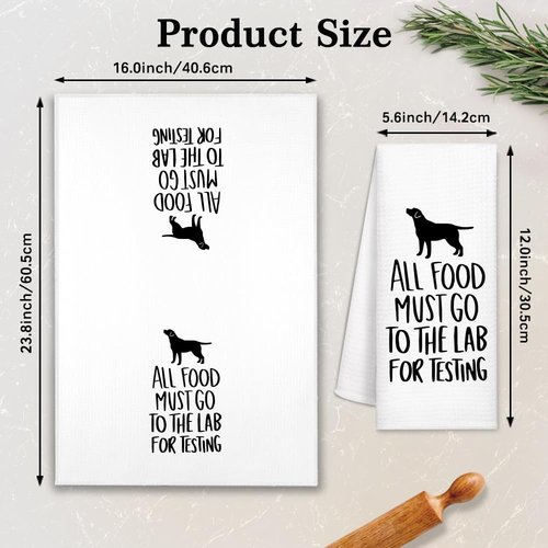 DYJYBMY All Food Must Go to The Lab for Testing, Funny Kitchen Towels, 100% Cotton, Highly Absorbent,Kitchen Decor Towel, Neighbor Gifts, Housewarming Gifts for Friend