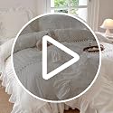Set of 2 Ruffled Euro Pillow Shams, 26x26 Inch 100% Cotton Pillow Covers