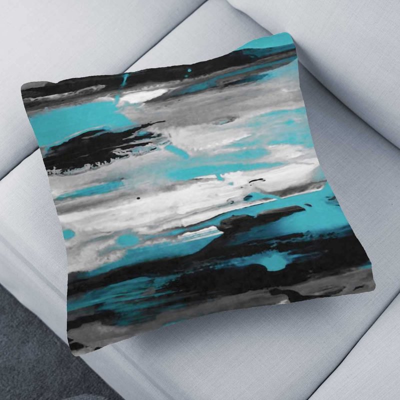 KUKNOS Blue Gray Decorative Throw Pillow Covers Black Teal Couch Pillow Covers White Turquoise Personalized Sofa Pillow Covers for Living Room Bedroom 18X18 Inch Set of 2