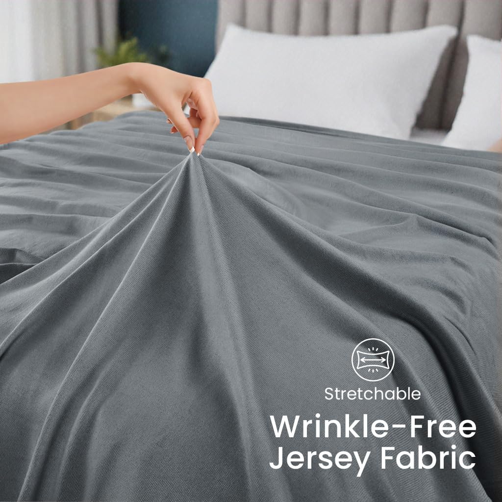 Utopia Bedding Knit Blanket - Soft Lightweight Jersey | Queen Size 90x90 Inches in Grey