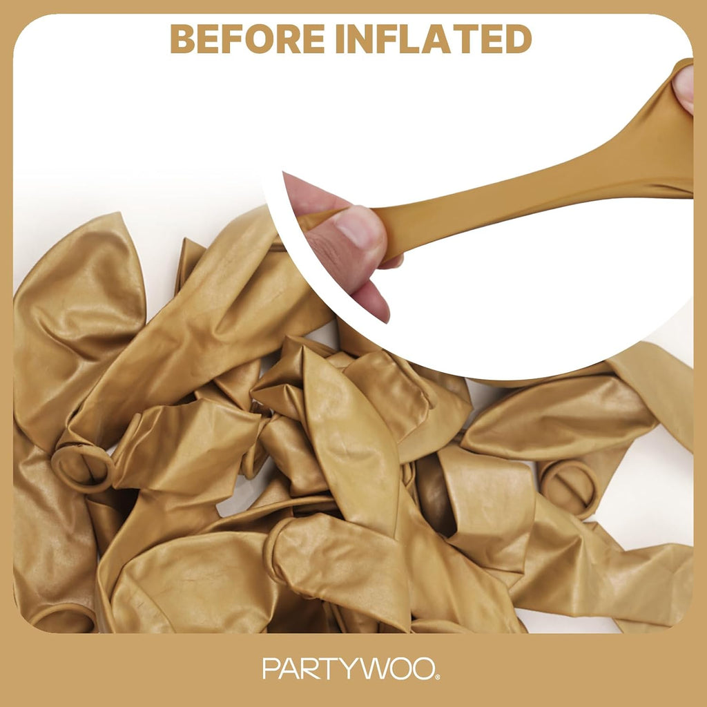 PartyWoo Metallic Gold Balloons - 92-Piece Chrome Gold Balloon Arch Kit for Celebrations | 18", 12", 10", 5" Sizes
