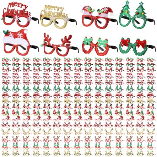 Kanayu 144 Pcs Christmas Glasses Bulk Set for Kids & Adults, 16 Styles - Classic Edition