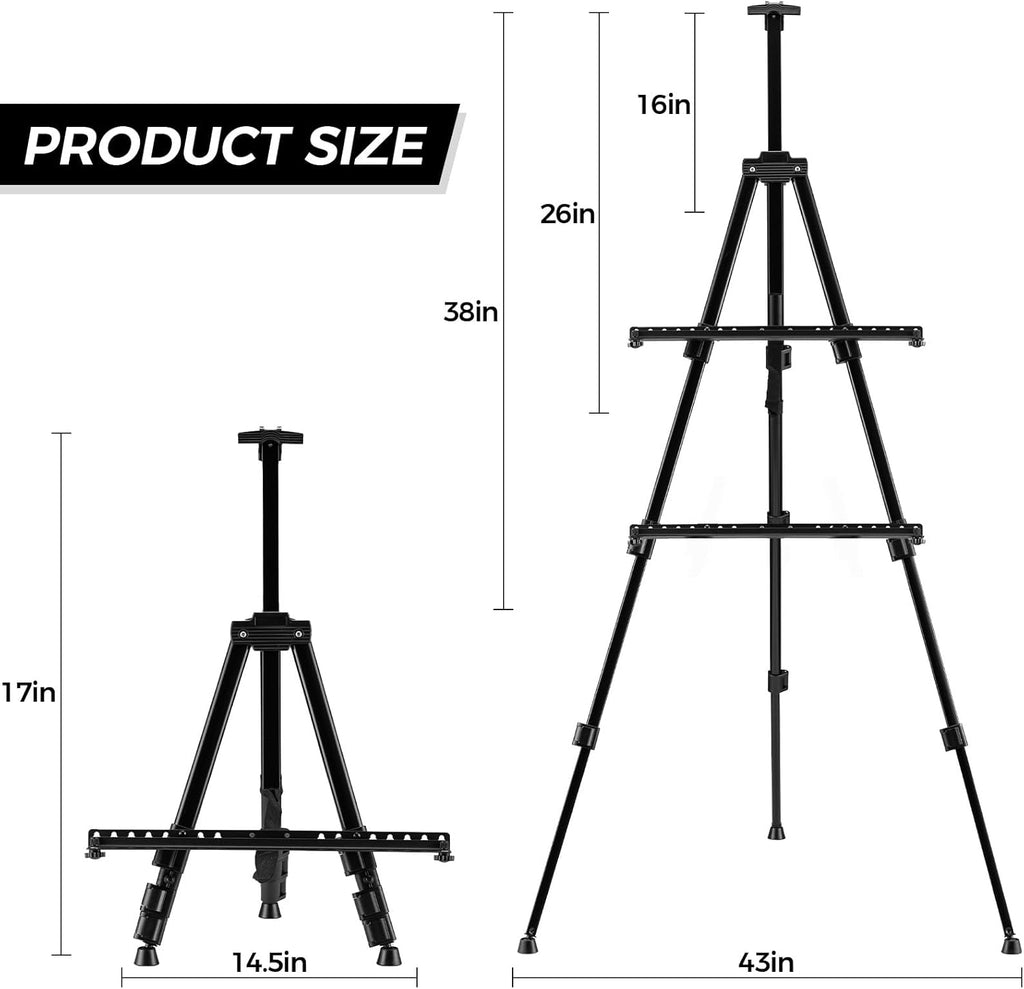 Art Easel - Adjustable 66 Inch Folding Aluminum Stand for Painting & Display | Portable Heavy Duty for Artists