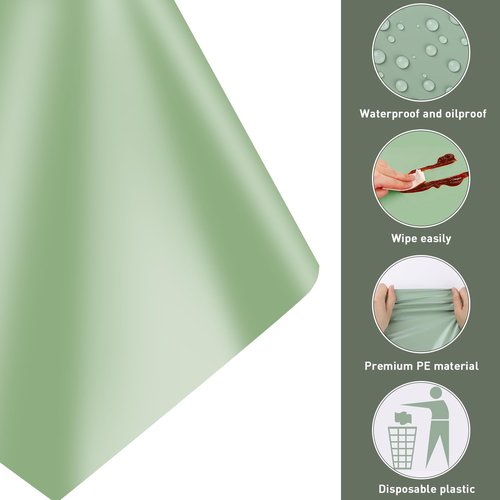 8Pcs Sage Green Plastic Tablecloths for Rectangle Tables, Plastic Table Cover Disposable Light Green Table Cloths for Wedding Birthday Baby Shower Anniversary Christmas Party Decorations (54 x108")
