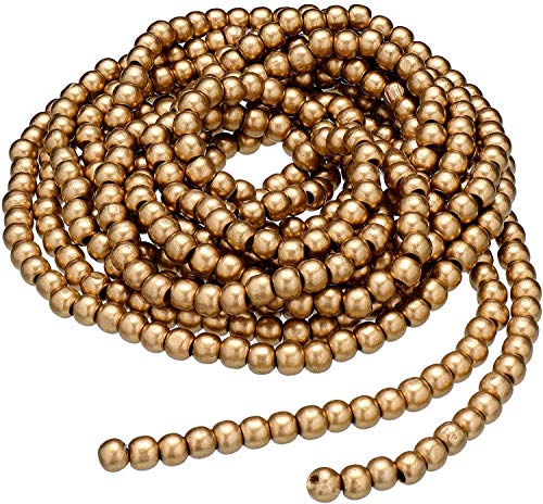 AMDX 12 ft Christmas Wooden Bead Garland — Gold Bead Garlands for Tree & Decor