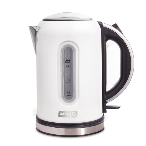 DASH DEK001MW Electric Kettle + Water Heater with Rapid Boil, Cool Touch Handle, Cordless Carafe, No Drip Spout + Auto Shut Off For Coffee, Tea, Espresso & More, 57 oz/ 1.7 L - Matte White