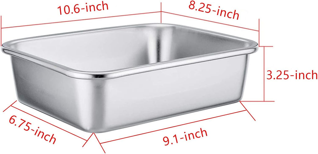 TeamFar Rectangular Cake Pan - Stainless Steel Brownie & Lasagna Casserole | 8"x10"x3", Rust-Free & Easy Clean