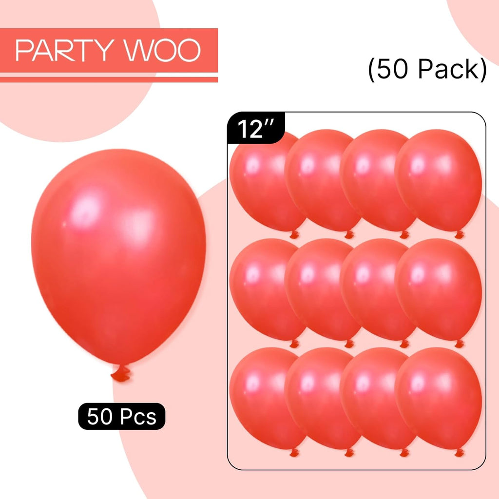 PartyWoo Red Latex Balloons - 50pcs 12 Inch Helium Balloons for Graduation, Weddings & Birthdays