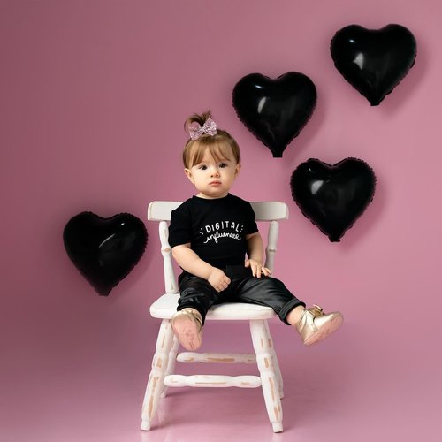 Black Heart | 10-Pack Foil Heart Balloons - 18-Inch Helium-Quality for Valentine's, Engagements & Weddings