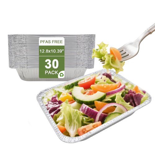 LeePhorn Aluminum Pans 9x13 Disposable Foil Pans Half Size (30Pack) Baking Pans Roasting Pan Great for Cooking, Heating, Storing