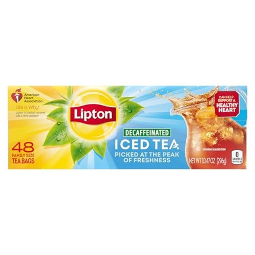 Lipton Decaf Black Iced Tea Bags, Family Size Zero Calories, 48 Total Tea Bags