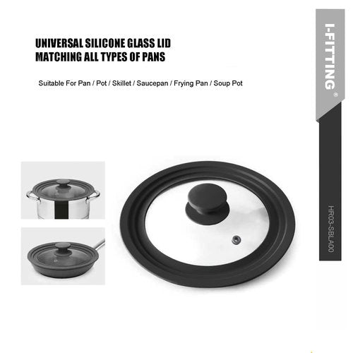 Universal Lid for Pots,Pans And Skillets,HR Huare Technology Tempered Glass with Heat Resistant Silicone Rim,Dishwasher Safe,Fit Cookware 11”,12”, 12.5”, Black,1 Pack