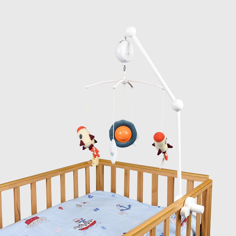 HLEEDUO 27 INCHES Crib Mobile Arm, 360° Rotating Mobile Arm for Crib,White Wooden Mobile for Crib, Adjustable Crib Accessories Safe Anti Slip Set,Mobile Holder for Crib,Nursery Cloud Design