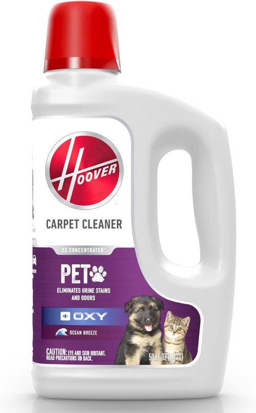 Hoover Oxy Pet Carpet Cleaner Solution - Deep Cleaning Shampoo for Urine Stains & Odors | 50 oz., Ocean Breeze Scent