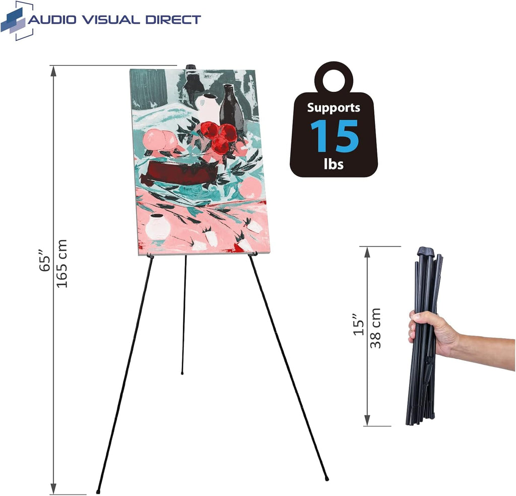 Audio-Visual Direct Collapsible Steel Telescoping Art Display Easel - Lightweight, 65 Inches