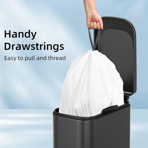 KSSKSS Mini Drawstring Trash Bags - 120 Counts, 1.6 Gallon, White Bin Liners for Home & Office