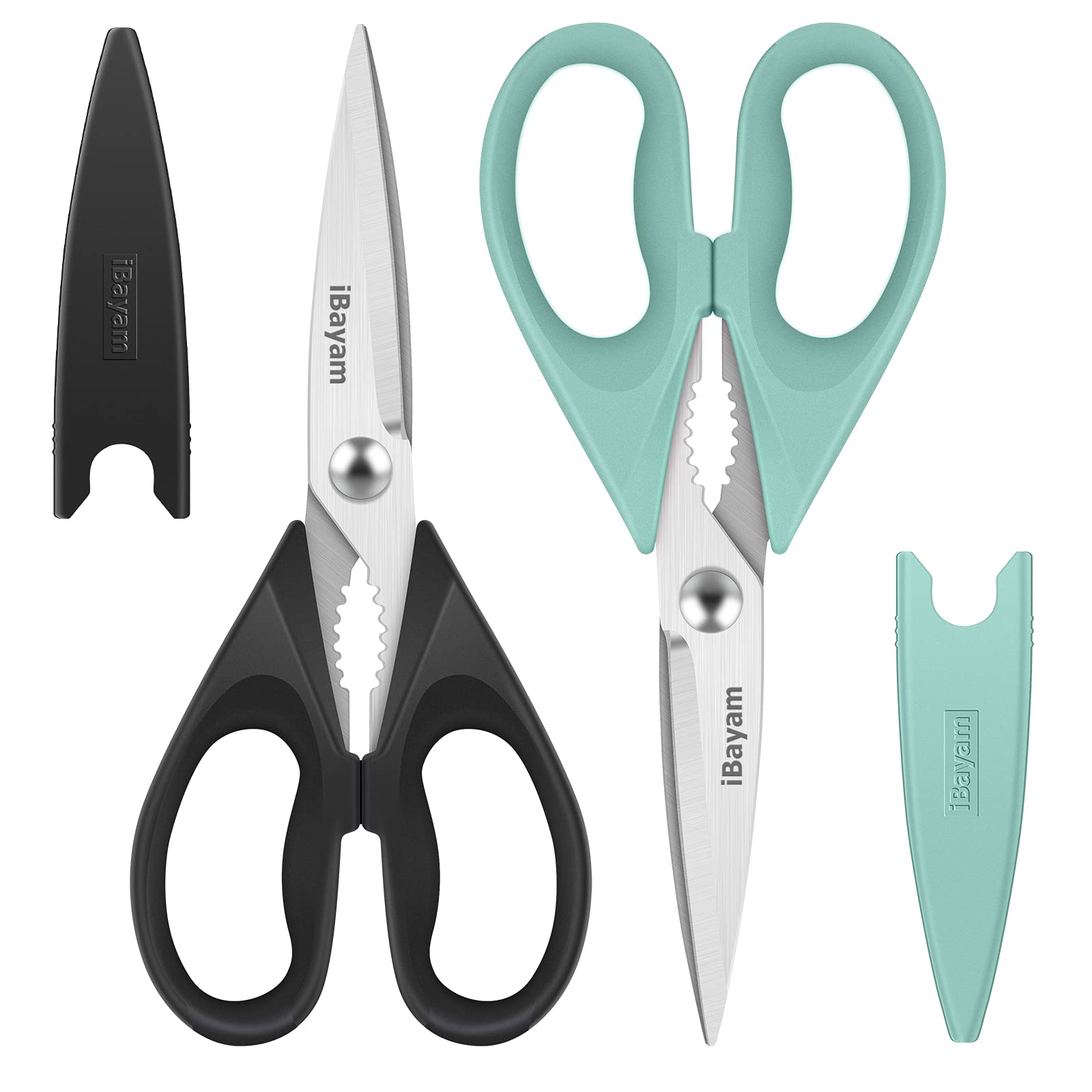 iBayam All Purpose Kitchen Shears Heavy Duty - Stainless Steel Kitchen Shears With Protective Sheath, Soft Grip Handle, Food & Meat Scissors, Home, Kitchen, Dining Utility Gadgets/Essentials/Utensils