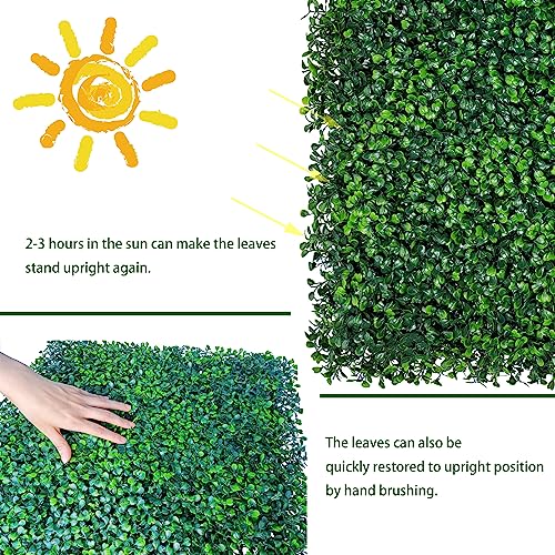 Artificial Boxwood Grass Wall Panels - 12 Pack 10x10 Faux Greenery Backdrop