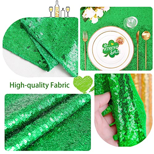 Green Sequin Tablecloth 50x50in Overlay Table Linen for Christmas Party