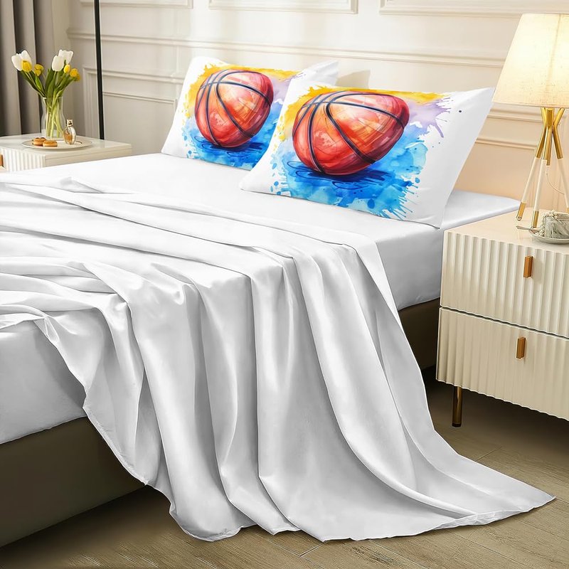 RUPSLO 5 Pieces Basketball Comforter Set Boys,Twin Comforter Bedding Set for Teens,Boys Twin Comforter Sets,Basketball Bedding Twin,Sports Comforter Twin 5Pcs