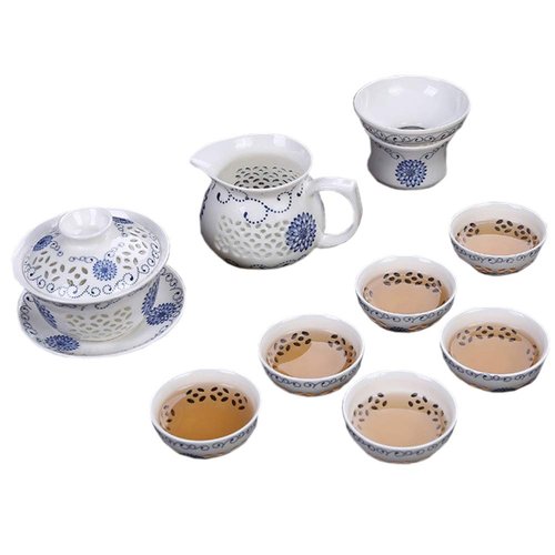 Chinese Yixing Zisha Kungfu Gaiwan Tea Set (Comprised of 3-piece Gaiwan, Tea Tray and 4 Tea Cups)