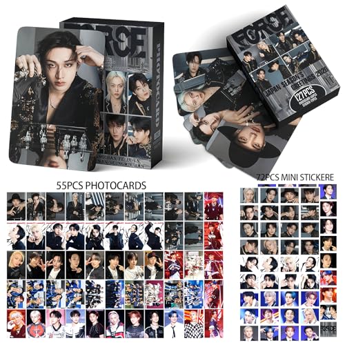 Kpop Idol Photocard Set 127 Piece Bundle with 55 Cards and 72 Stickers