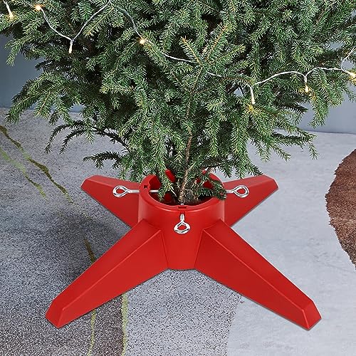 Heavy Duty Red Christmas Tree Stand for Real & Artificial Trees up to 8ft