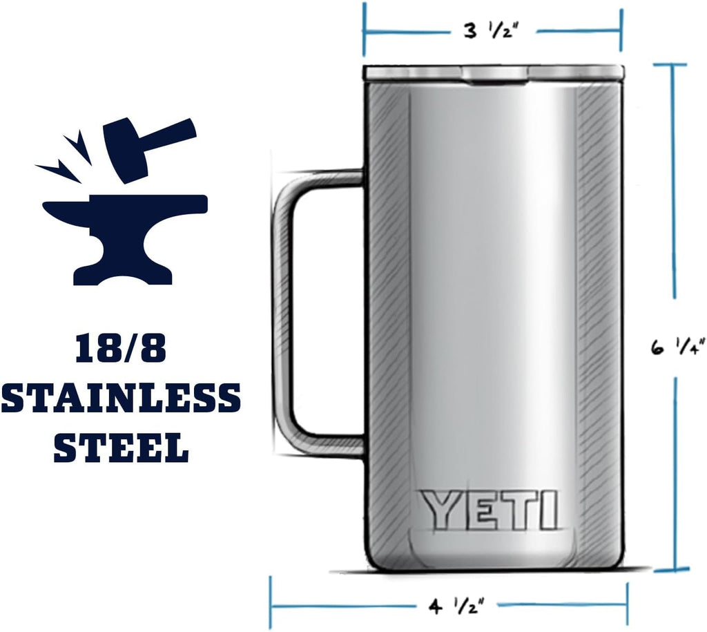 YETI Rambler 24 oz Mug - Vacuum Insulated Stainless Steel with MagSlider Lid for Ultimate Durability