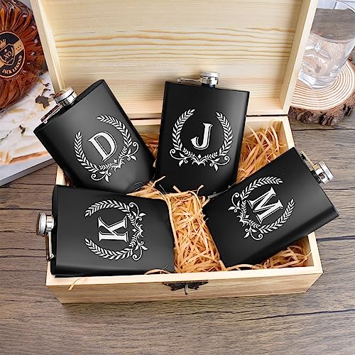 ElegantPARK Personalized Monogram Flask for Men with Initial J - 8oz Groomsmen Gift