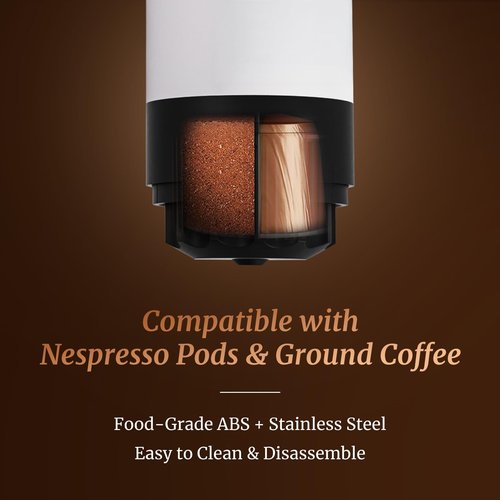 Portable Coffee Maker,20 Bar Manual & Electric Coffee Machine with Self-Heating, USB-C Rechargeable Battery, Compatible with Nespresso Capsules&Ground Coffee,Lightweight for Camping, Travel,Car,Office