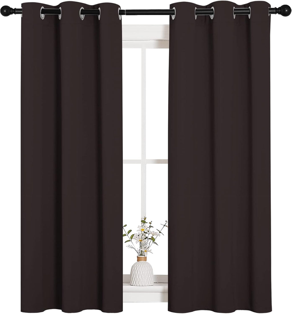 NICETOWN Room Darkening Curtains - Energy Smart Thermal Insulated Grommet Drapes | 34"x54", Toffee Brown