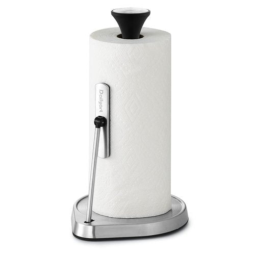 Dailyart Paper Towel Holder Stand for One Hand Tear with Tension Arm, Heavy Duty Paper Towel Holder Countertop with 2.65lb Weighted Base, Kitchen Paper Towel Holders Counter Fit Most Size Paper Roll