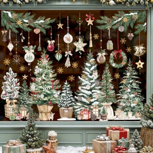 Wondever Christmas Window Clings Decals Static Cling Boho 9 Sheets 20x30cm