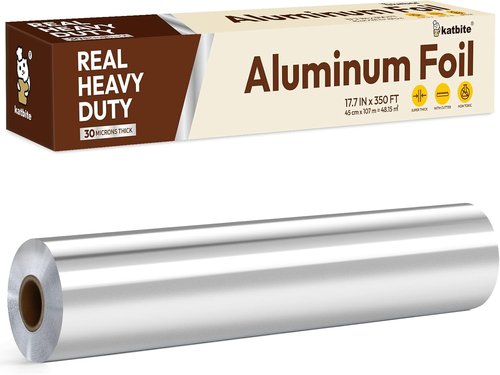 Katbite Heavy Duty Aluminum Foil Roll - 17.7 Inch Wide, 30 Micron Thick for Grilling, Baking & Catering | 525 Sq Ft