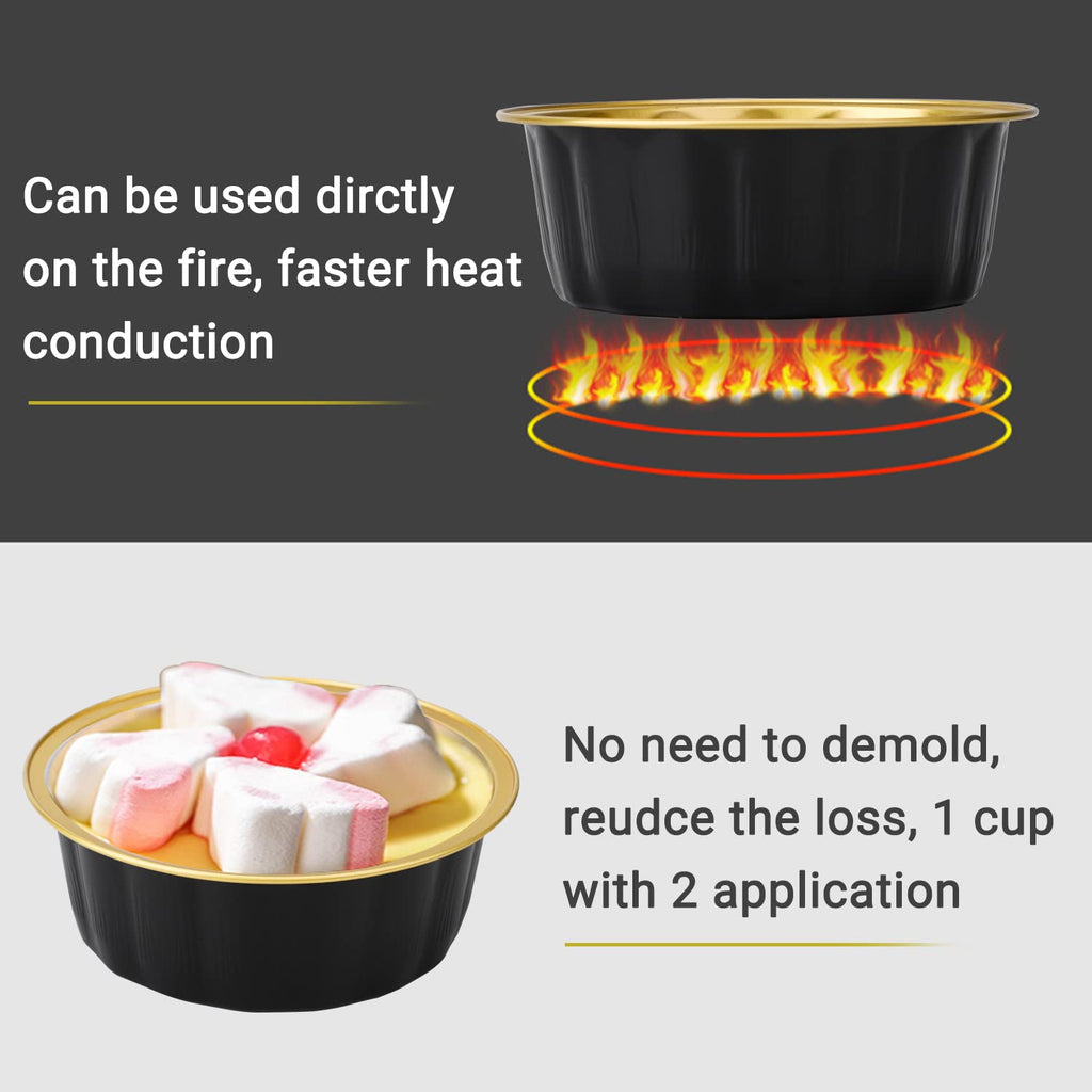 Aluminum Ramekins Loaf Pans with Lids, Beasea 8 oz & 6 Inch 100 Pack Disposable Cake Pan, Aluminum Foil Cups Oval Baking Pan Cheesecake Pan Aluminum Pans Meat Bakeware for Oven