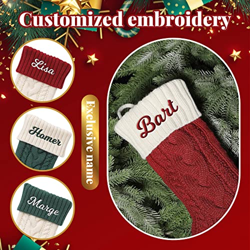 Personalized Christmas Stocking - 18 Inch Custom Embroidered Knit Stocking