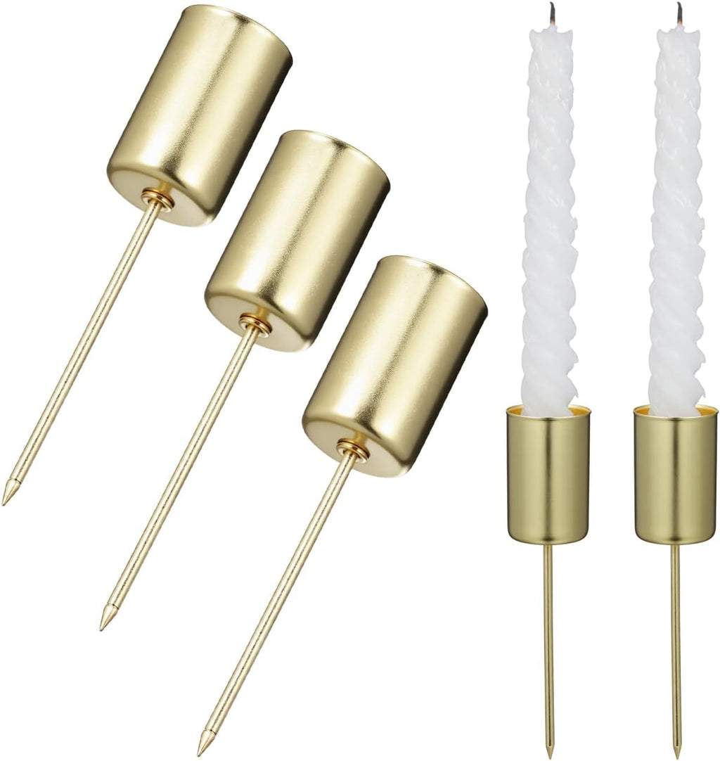 Veemoon Gold Candle Holders - 5PCS Iron Taper Insert Cups for Advent Wreath & Floral Centerpieces