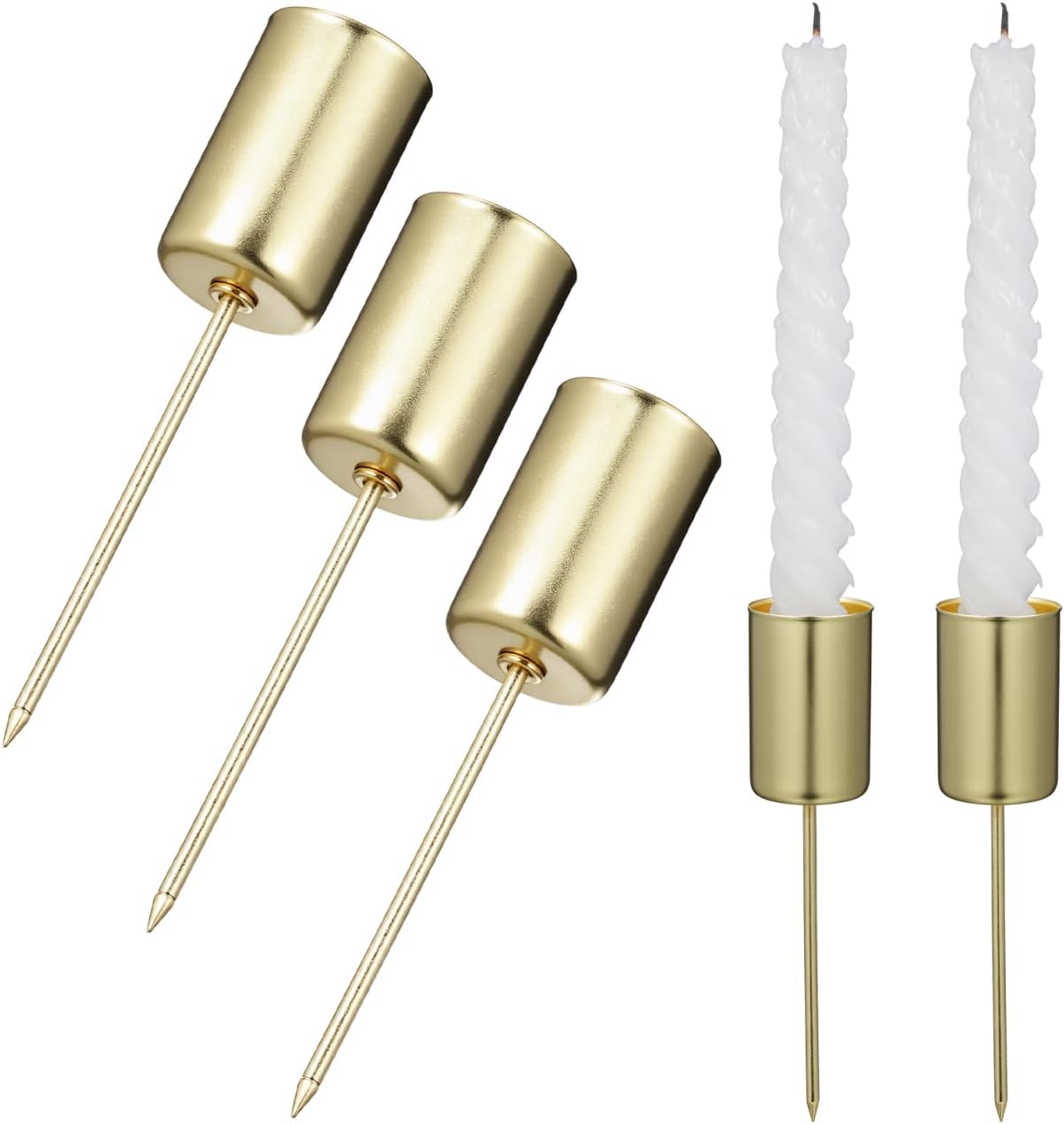 Veemoon Gold Candle Holders - 5PCS Iron Taper Insert Cups for Advent Wreath & Floral Centerpieces