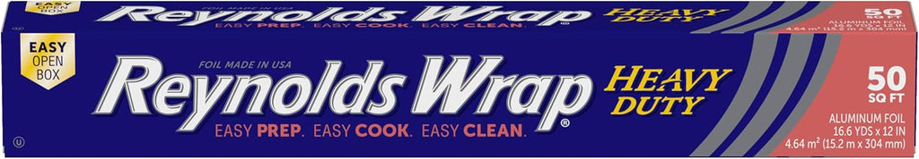 Reynolds Wrap Heavy Duty Aluminum Foil - Thick, Durable Foil with Easy Open Tab | 12 Inches Wide, 50 Sq. Ft.