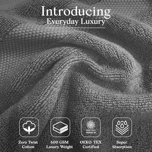 6-Piece Luxury Cotton Bath Towel Set - Absorbent Quick-Dry Bathroom Towels