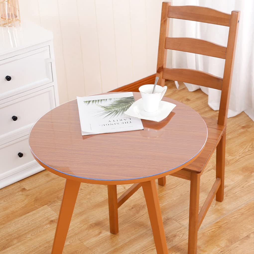 WingCanto 1.5mm Thick 24 Inch Round Clear PVC Table Runner Cover Protector Plastic Circle Table Pad Mat for Dining Room Table Coffee Table Bistro Bar Kitchen Coutertop Waterproof No Plastic Smell