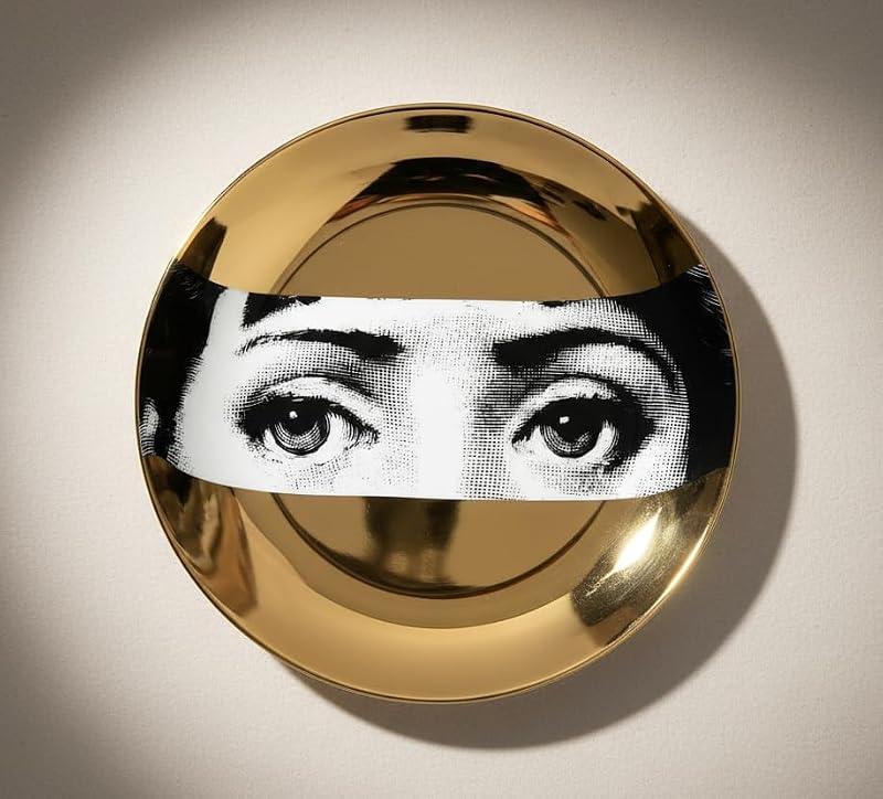 Surreal Eyes Decorative Wall Plate, 8-Inch Bone China with 24K Gold Finish