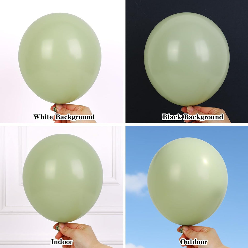 RUBFAC Dusty Green Balloons - 129-Piece Latex Garland Kit for Wedding & Birthday Parties | 5-12 Inch Sizes