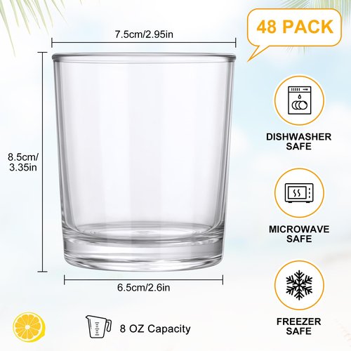 Gerrii 48 Pcs Clear Plastic Tumblers Drinking Cups Reusable Unbreakable Juice Acrylic Glasses Dishwasher Safe Plastic Glasses for Adults Picnic Party Kitchen (8 oz,Classic)