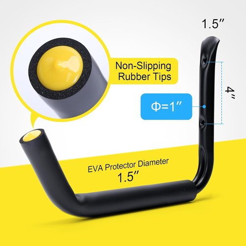 GEEDAR Heavy Duty Garage Storage Hooks - 15" Thickened Steel, 120 LB Capacity | 4-Pack Kayak & Bike Hangers