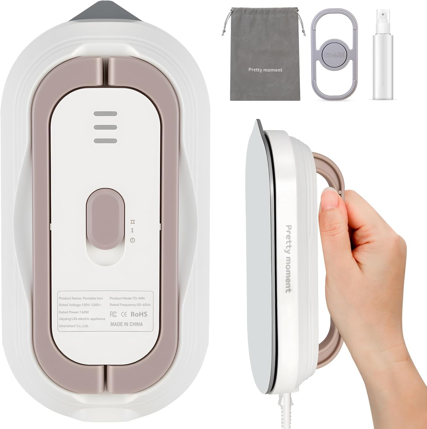 Skiennix Travel Iron - Mini Dry Iron with Global Voltage, 300W, Ceramic Soleplate, Lightweight 0.8lbs