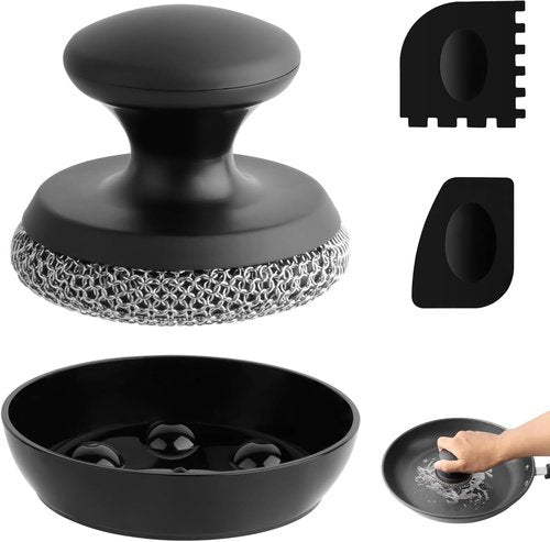 Cast Iron Cleaner | Cast Iron Scrubber Chainmail Pad - 316 Stainless Steel for Pans & Dutch Ovens