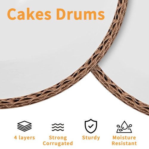 10Pcs Cake Drums 8 Inch, Cake Boards 8In,White Cake Drums Round 8 Inches Cake Boards with 1/2-Inch Thick Smooth Edges for Multi Tiered Birthday Wedding Party Cakes Drum Board (8inch/10pcs)